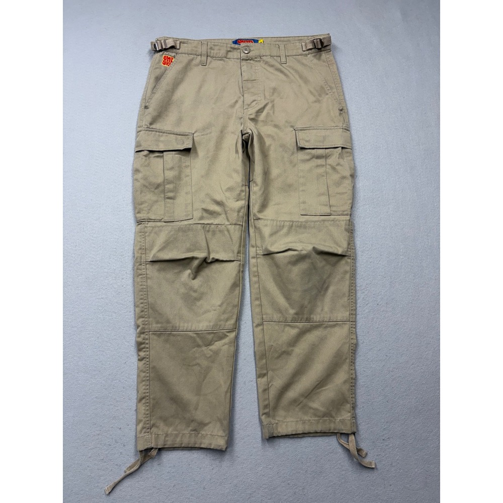 Empyre Cargo Pants Mens 30 Khaki Relaxed Y2K Skate Streetwear Drawstring Hem